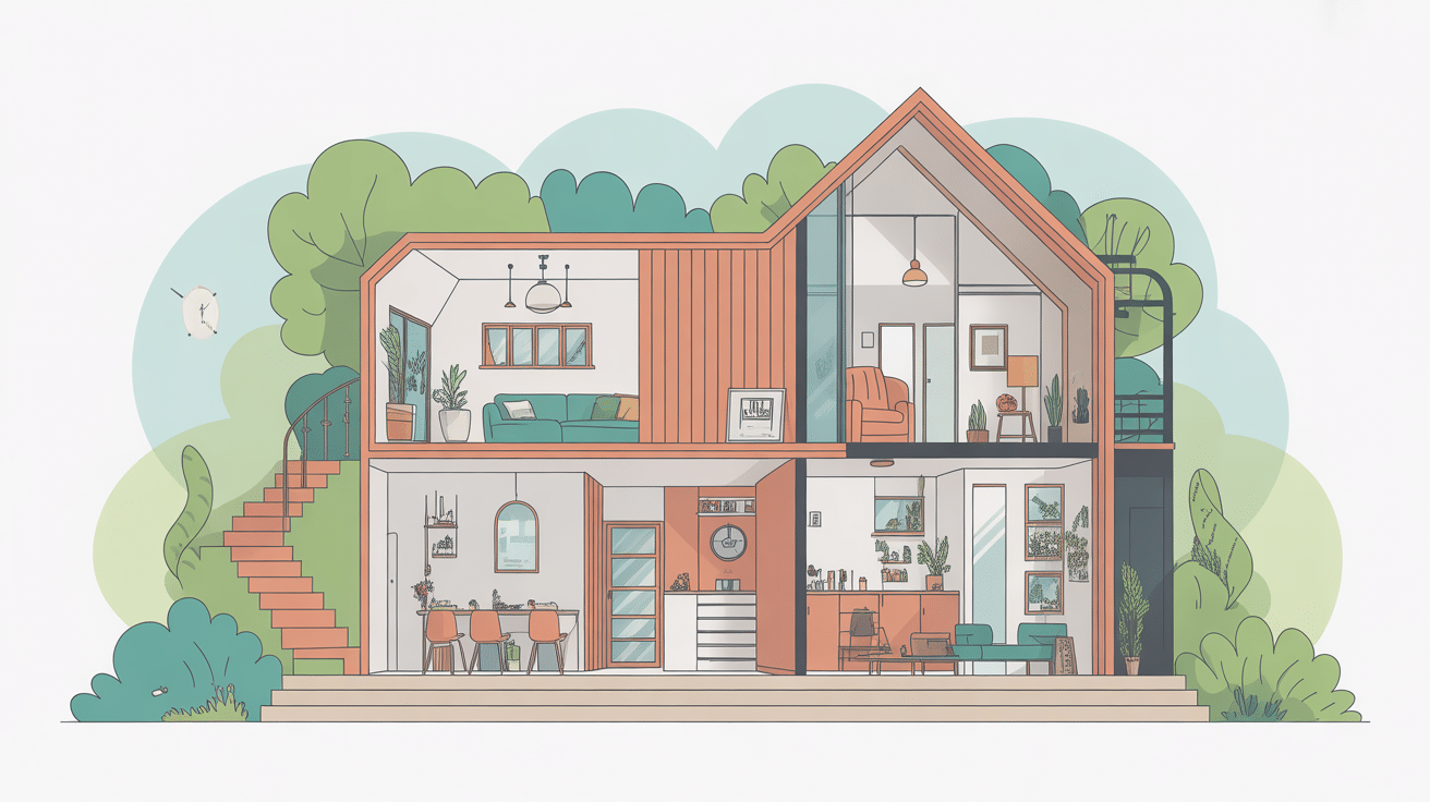 maison plan etage schéma lumineux moderne