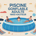 piscine gonflable adulte 1m50 hauteur illustration vectorielle ambiance été