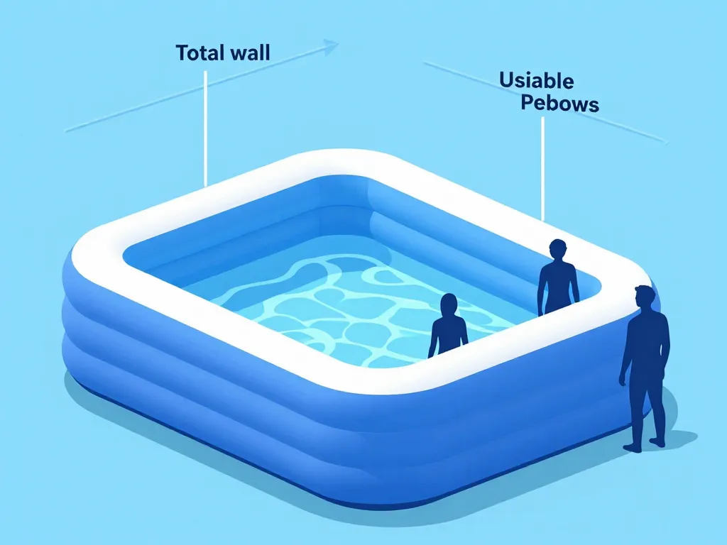 schéma piscine gonflable adulte 1m50 hauteur différences d'eau et d'espace