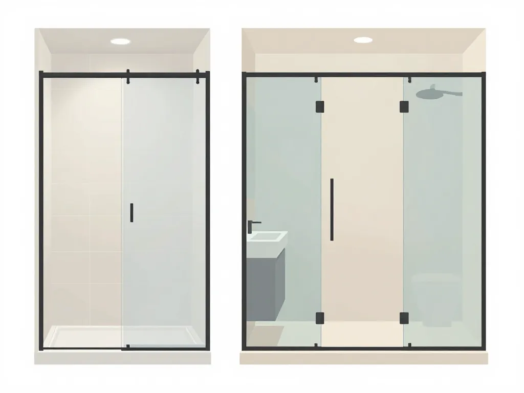 vitres pour douche dans petite et grande salle de bains, portes coulissantes et fixes