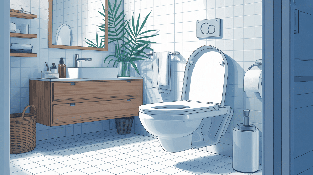 wc suspendu meuble intégré moderne illustration