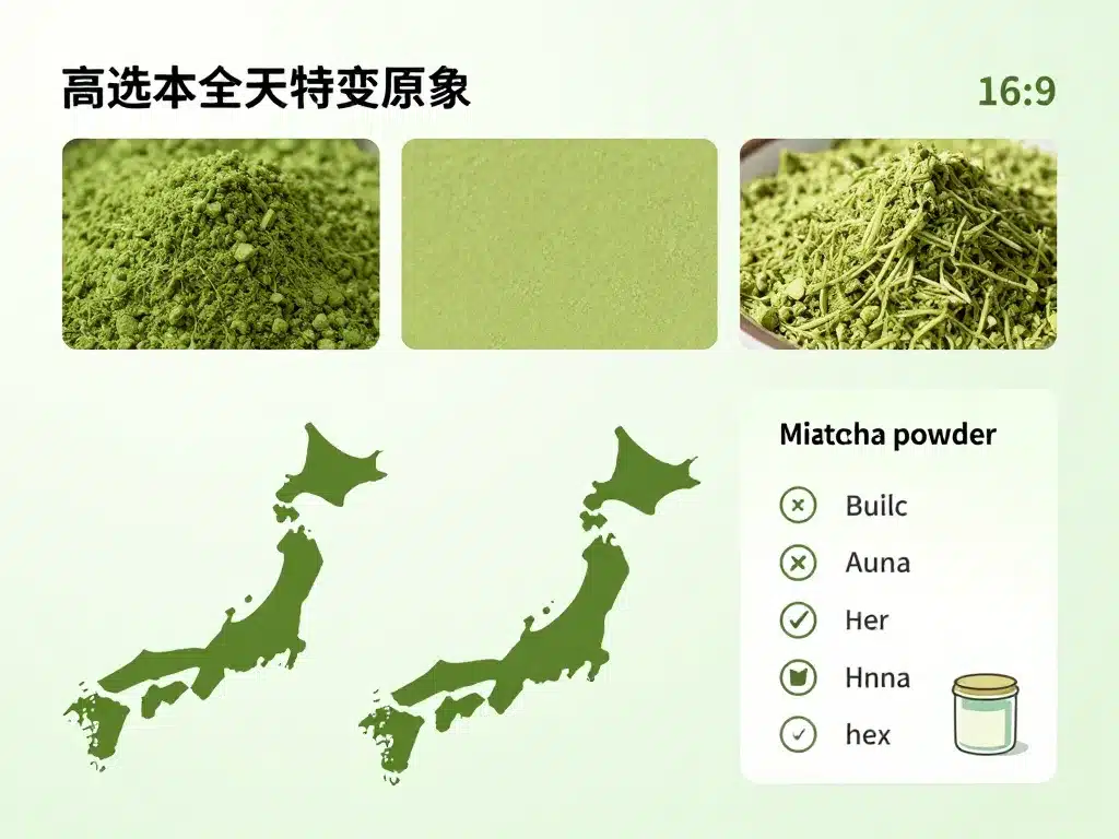 Critères sélection poudre matcha diagramme qualité