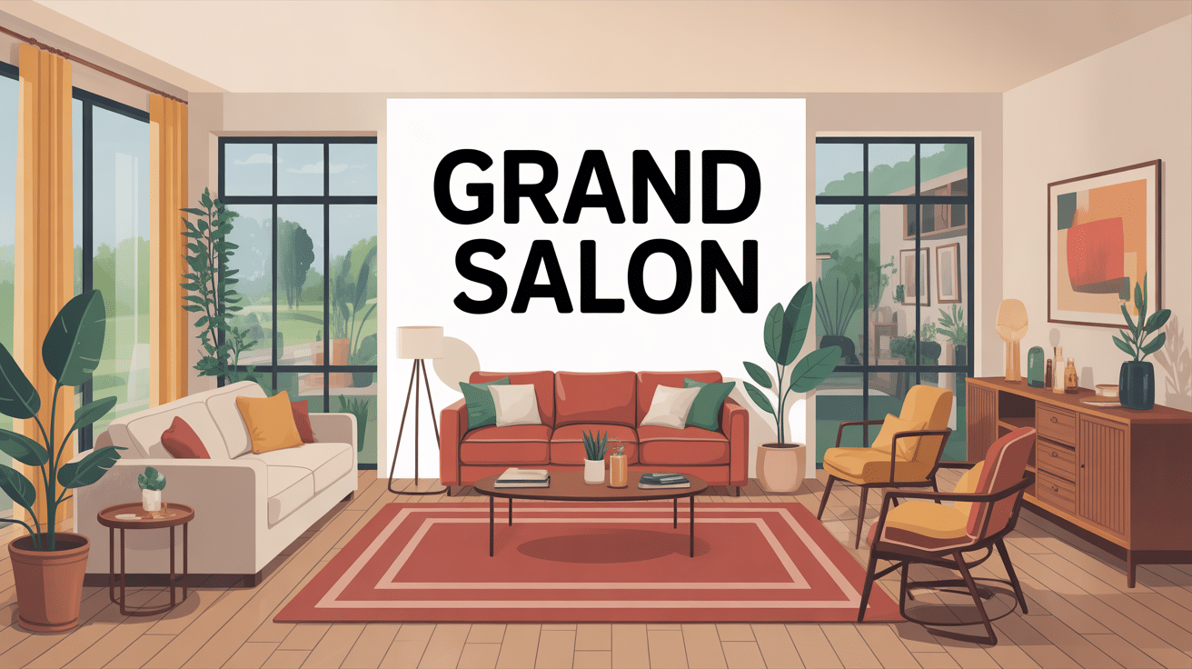 Illustration grand salons convivial moderne