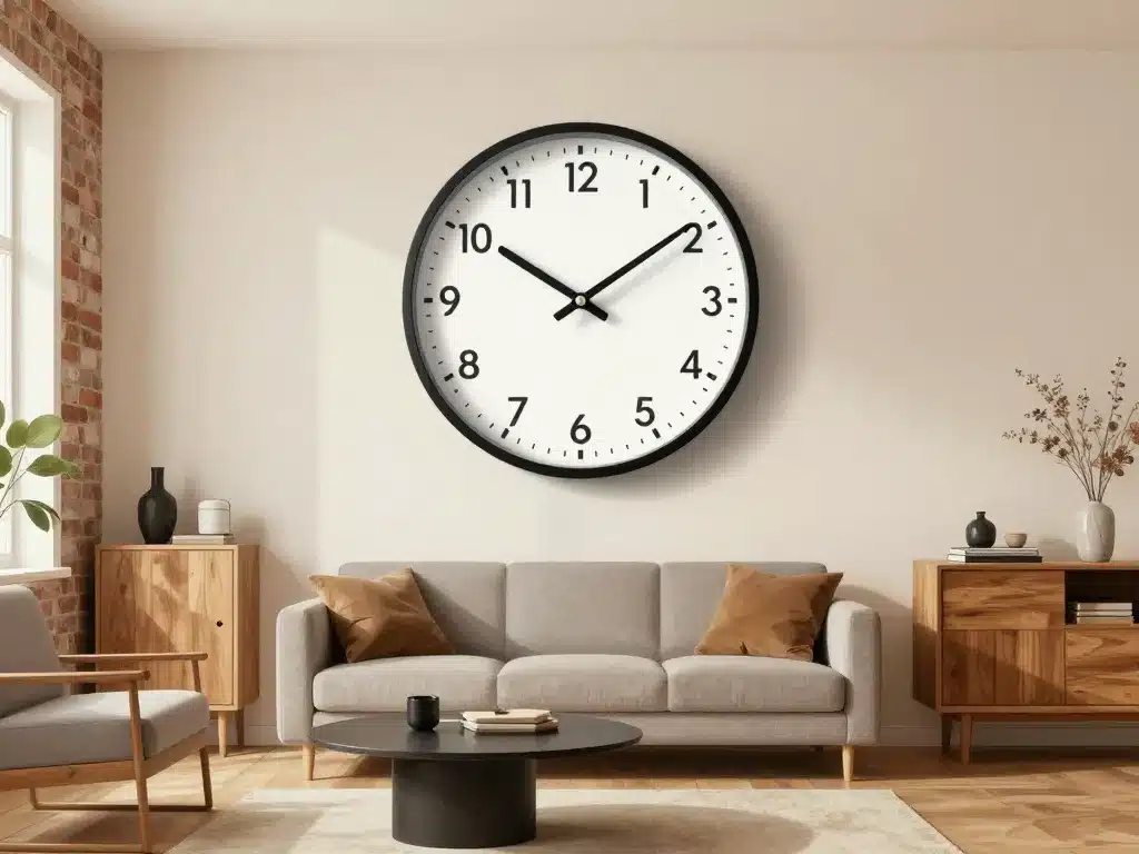 horloge flip flap intégrée décoration salon contemporain
