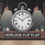 illustration stylisée horloge flip flap rétro design