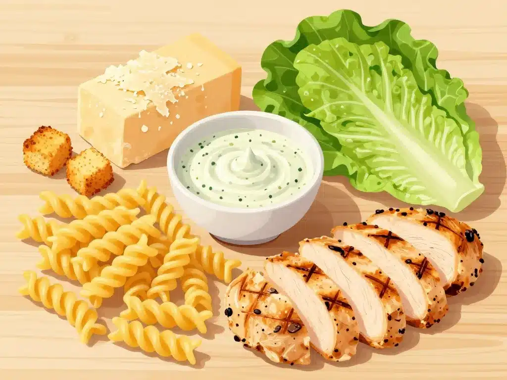 ingredients pour salade de pates au poulet cesar