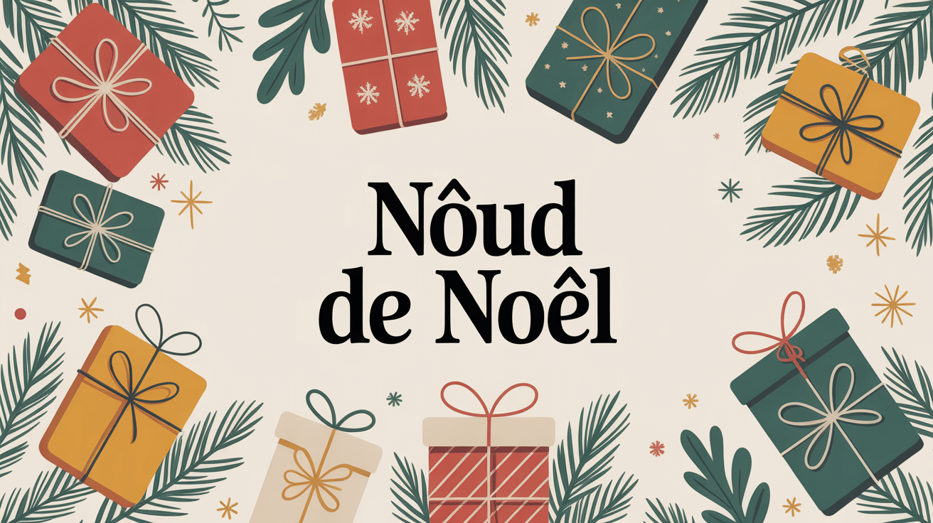 illustration noeud noel cadeaux décorés sapin