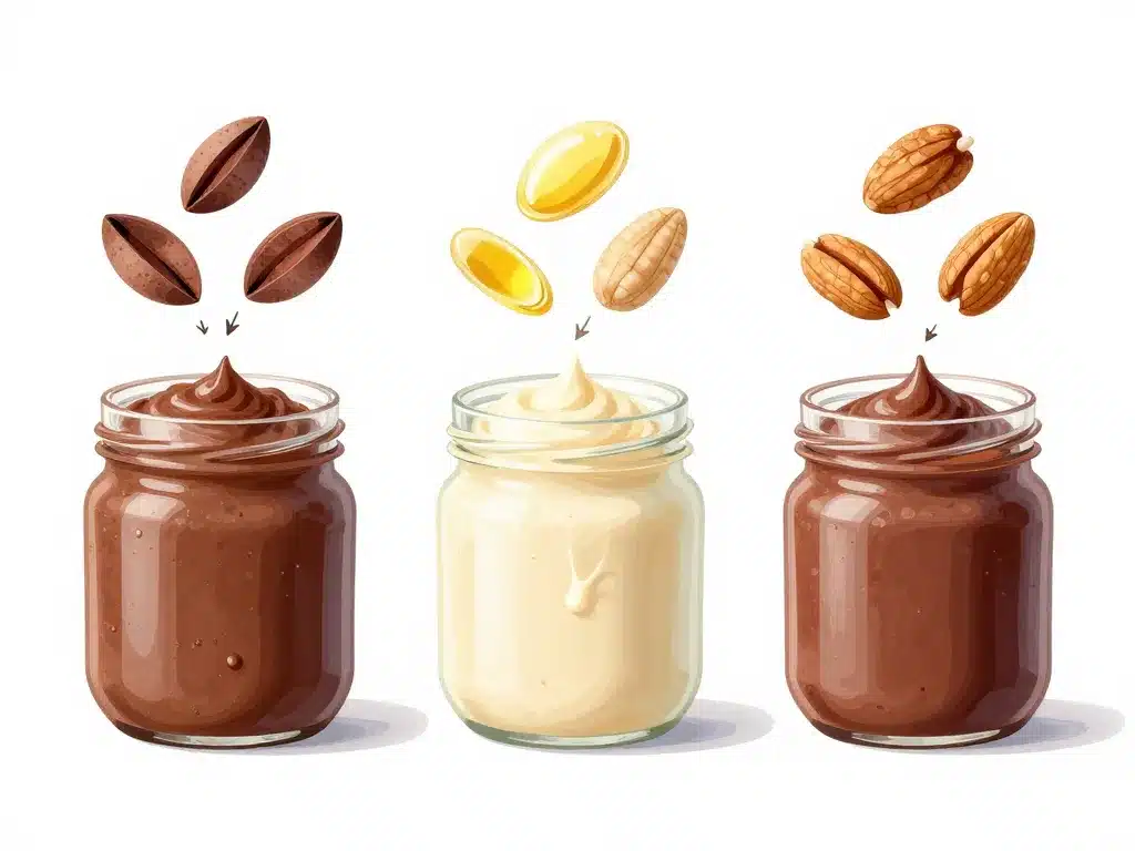 différentes textures de pâte à tartiner maison 3 ingrédients