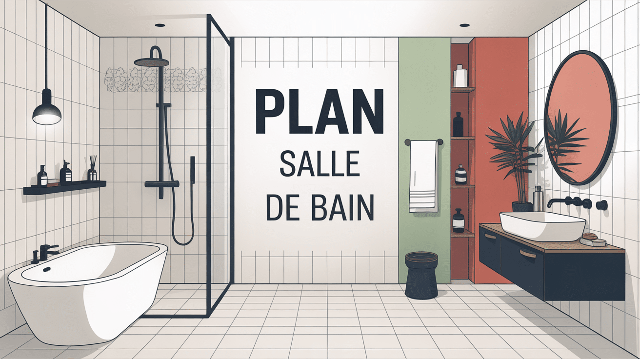 plan pour salle de bain moderne vue d'ensemble