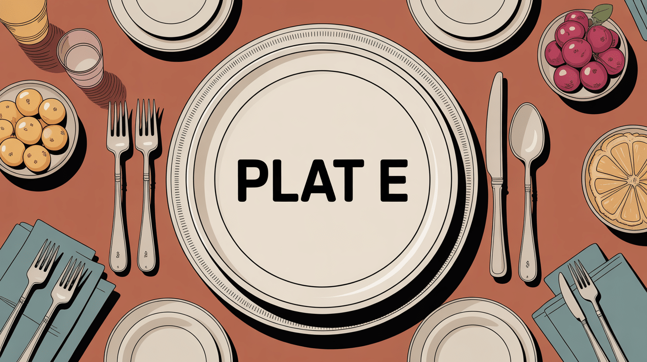 illustration plat e sur table raffinée