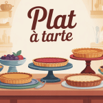 plats à tarte en céramique métal verre sur table de cuisine