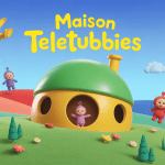 teletubbies maison dôme vert et personnages