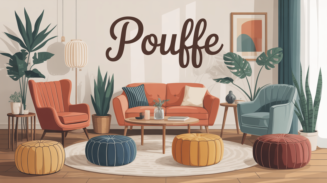 un pouffe mis en avant dans un salon moderne