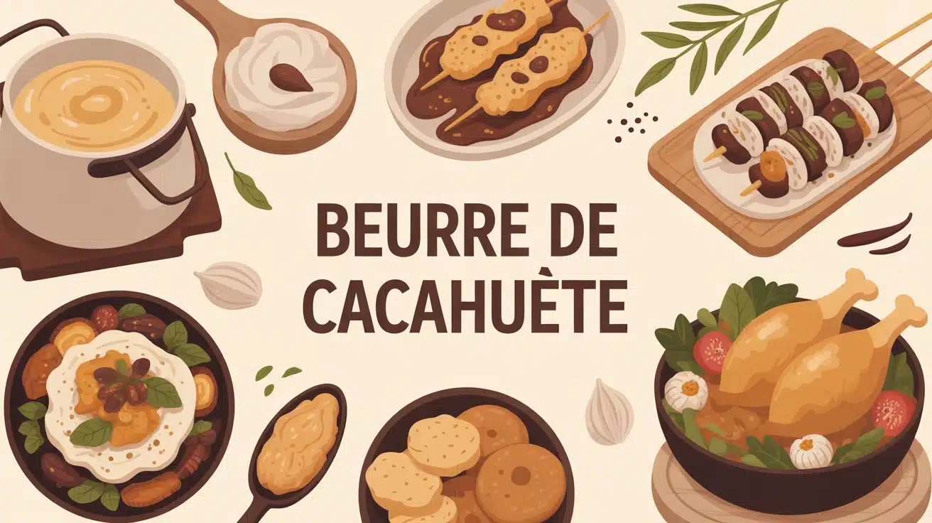 Illustration beurre de cacahuète plats salés et sucrés