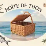 boîte de thon ouverte avec herbes et huile d'olive en illustration vectorielle