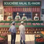 Étal de viandes et épices à la Boucherie Halal El Hadri Argelès
