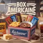 Illustration box américaine avec snacks typiques américains colorés
