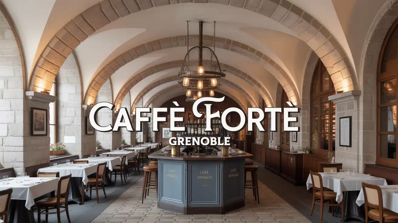 Restaurant Caffè Forté Grenoble avec voûtes en pierre et bar en zinc