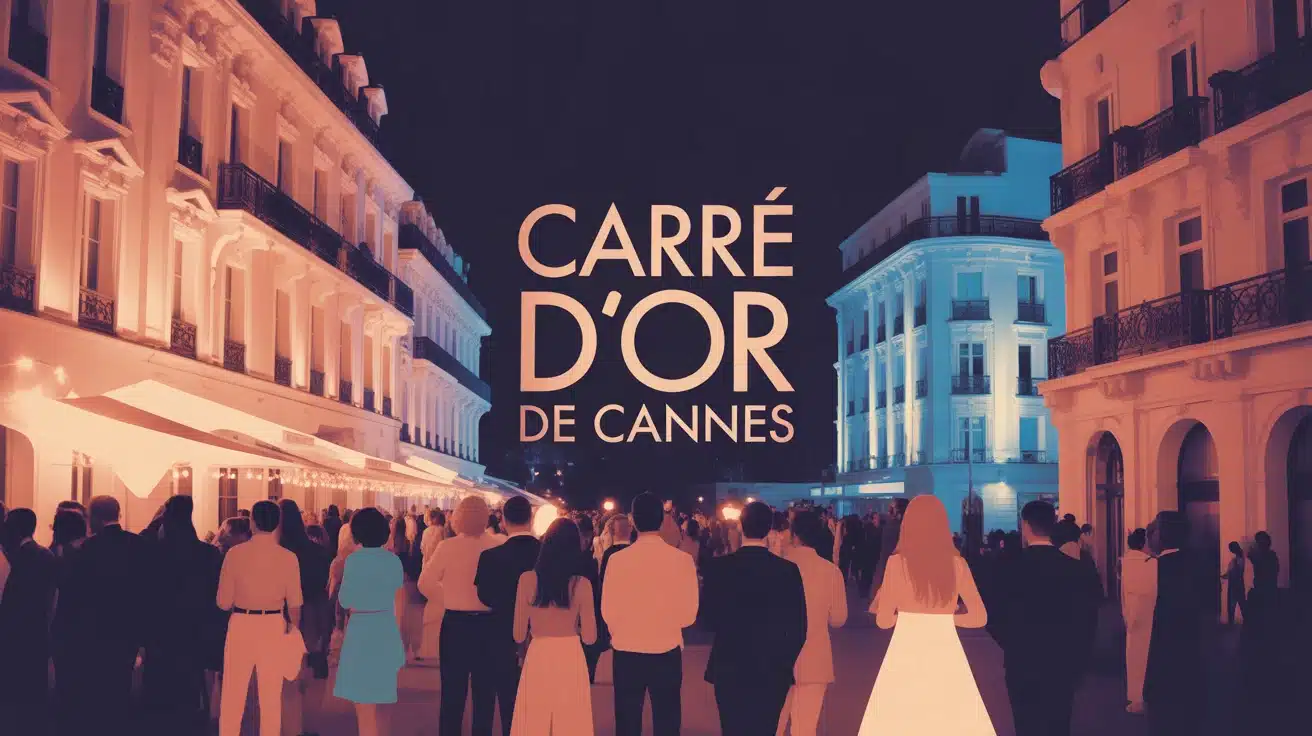 Illustration vectorielle du Carré d’Or de Cannes avec ambiance luxe et vie nocturne