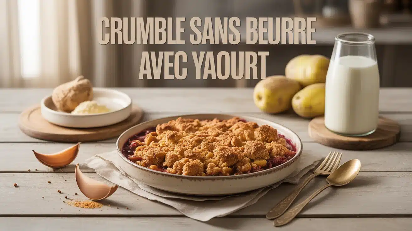 crumble sans beurre avec yaourt doré et croustillant