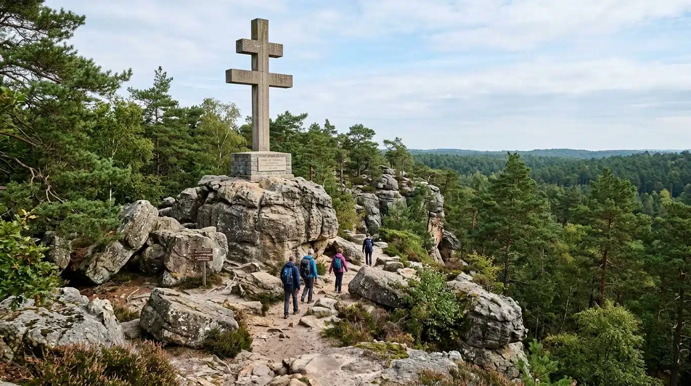 Croix de Lorraine du Pignon des Maquisards dans la forêt de Fontainebleau