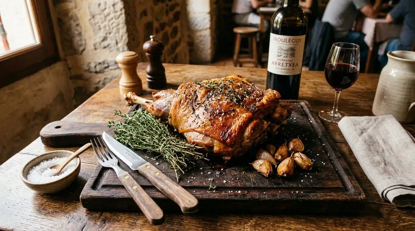 Épaule d'agneau de lait rôtie façon Venta Burkaitz