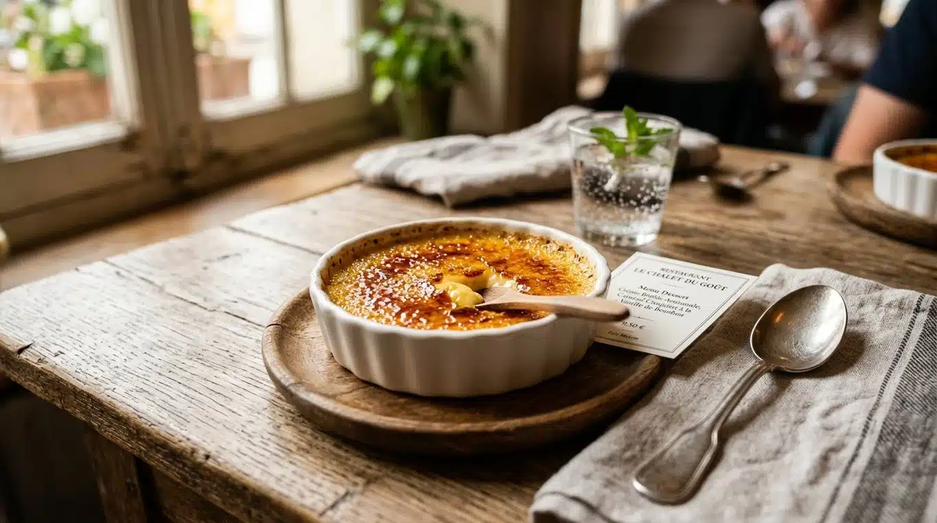 Crème brûlée traditionnelle avec sa croûte de sucre caramélisée