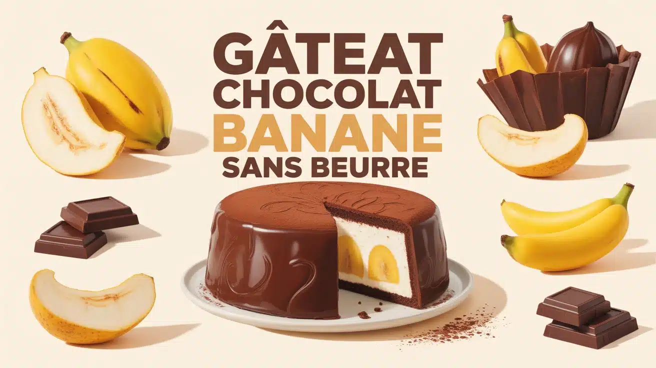 Illustration gâteau chocolat banane sans beurre moelleux et fondant