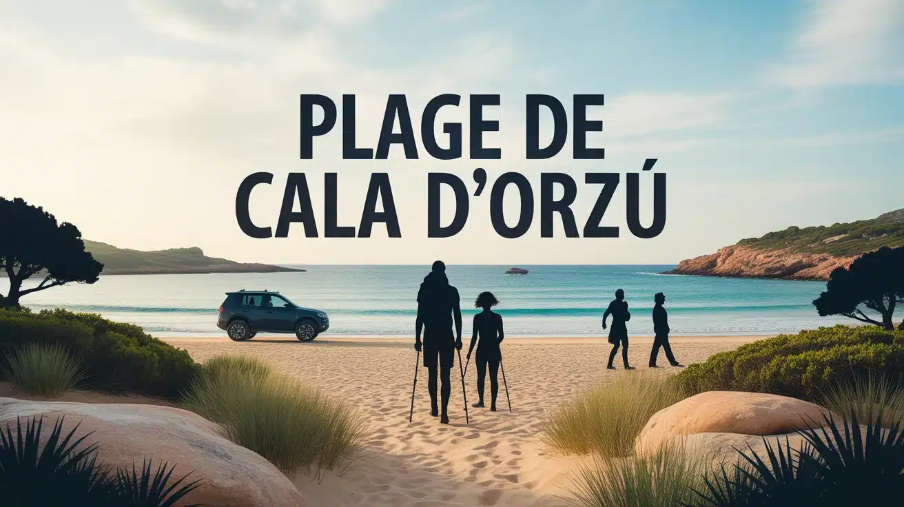 Illustration vectorielle plage de Cala d Orzu avec maquis et eau cristalline