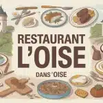 Illustration vectorielle restaurant dans l Oise avec château et gastronomie