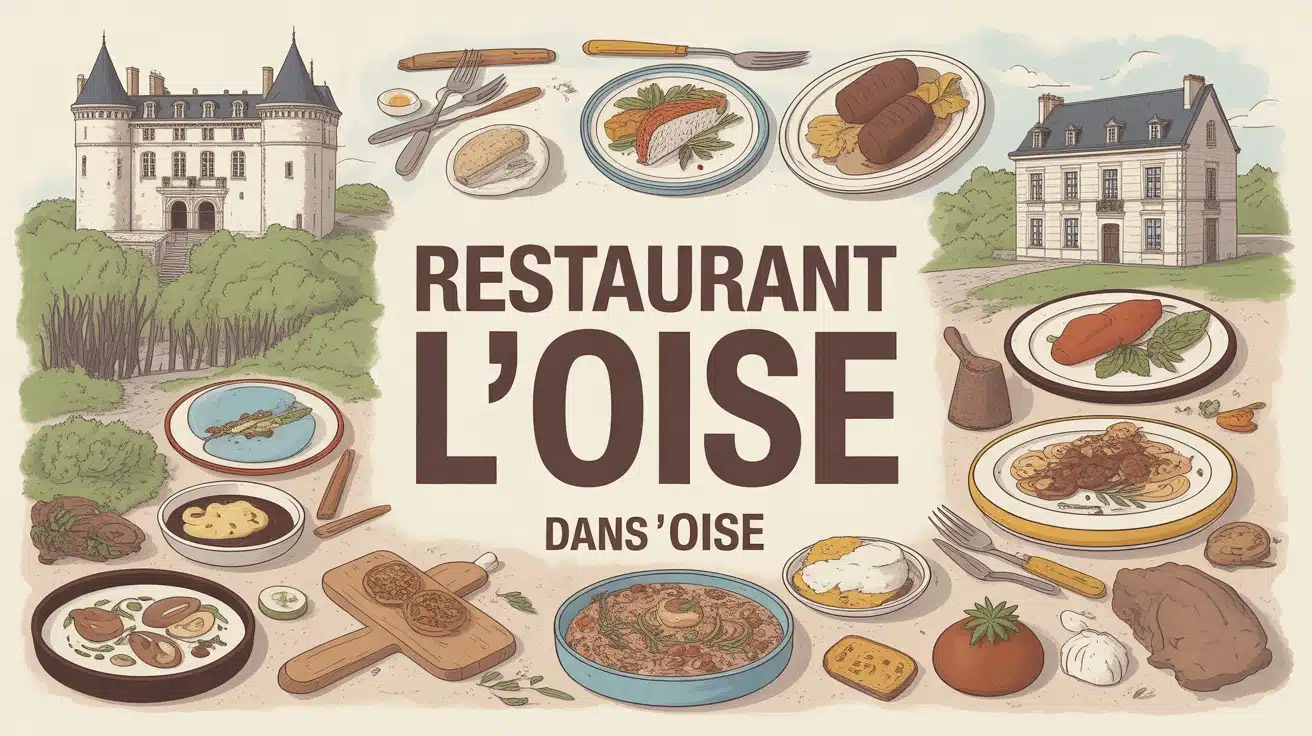 Illustration vectorielle restaurant dans l Oise avec château et gastronomie