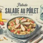 salade de pâtes au poulet avec pâtes fusilli et tomates cerises