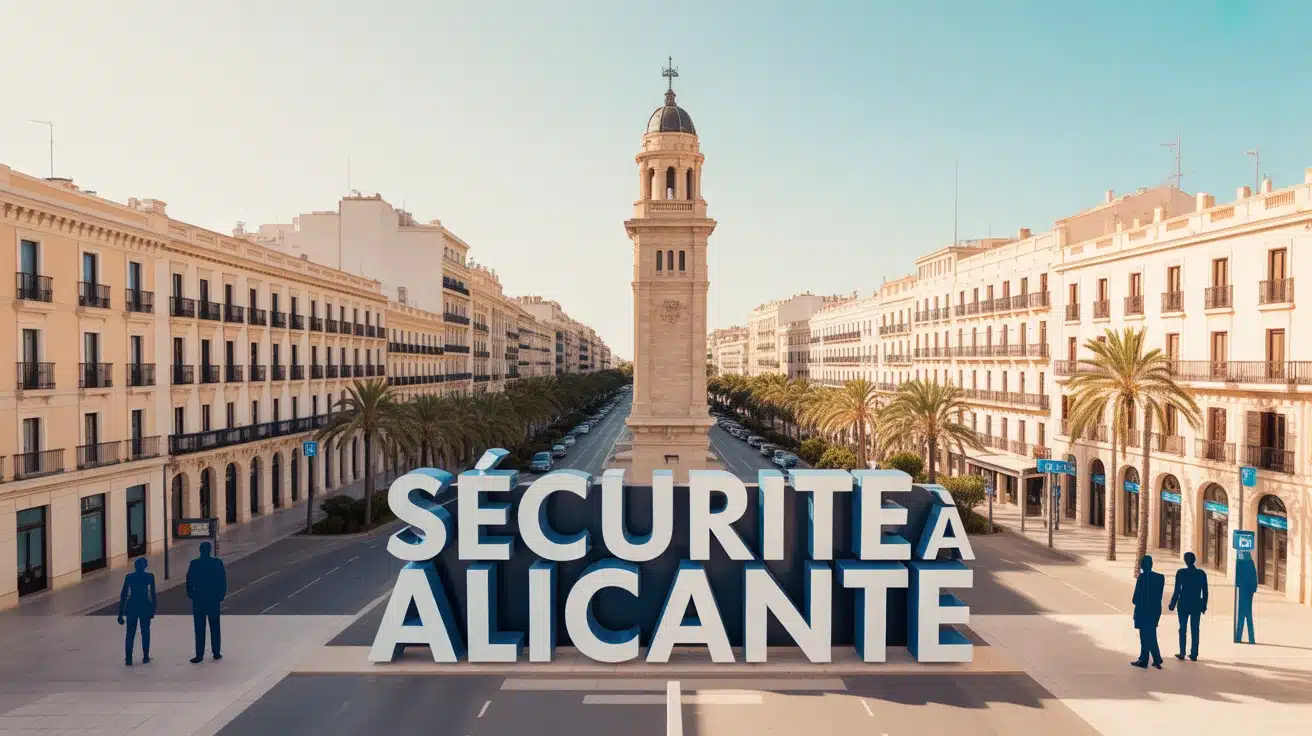 Illustration vectorielle colorée de sécurité à Alicante avec ambiance méditerranéenne