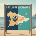 Carte vectorielle illustrée de la sécurité à Chypre avec symboles de protection