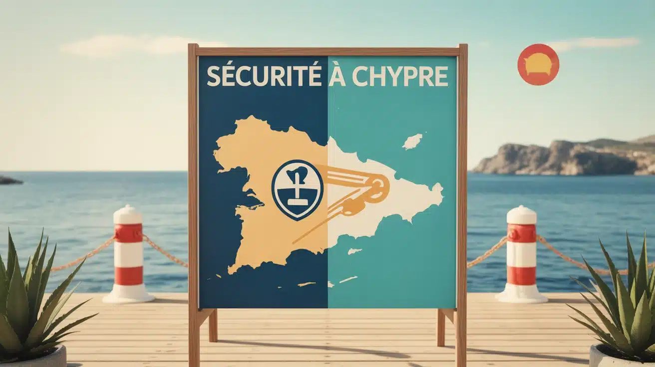 Carte vectorielle illustrée de la sécurité à Chypre avec symboles de protection
