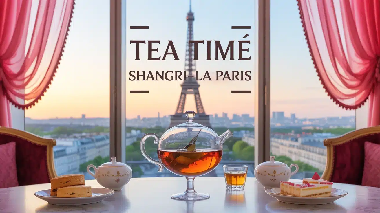 Tea time Shangri-La Paris élégant sous coupole de verre