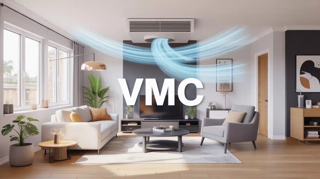 Schéma VMC flux air maison moderne