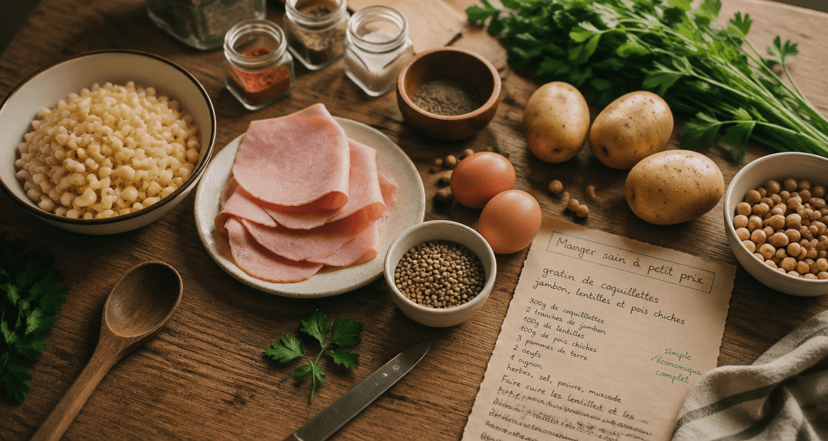 recette facile pas cher ingrédients de base sur table