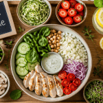 Buddha Bowl aliments faibles en calories sur plateau