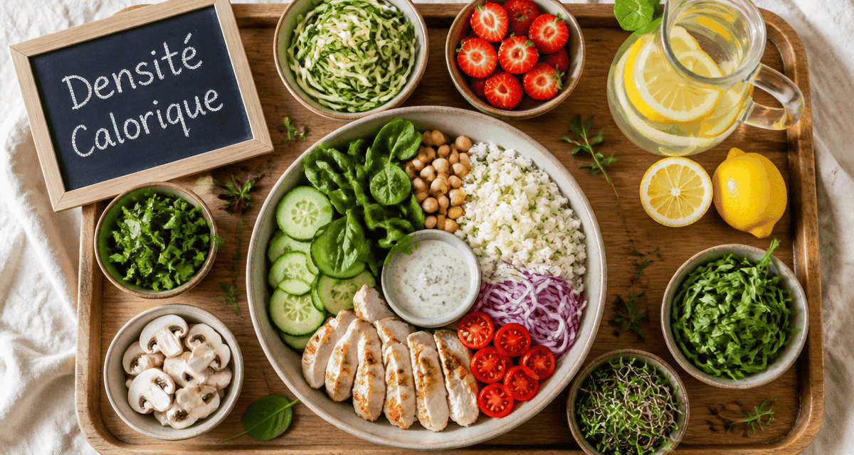 Buddha Bowl aliments faibles en calories sur plateau