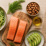 aliments pauvre en glucide sur table avec liste low carb