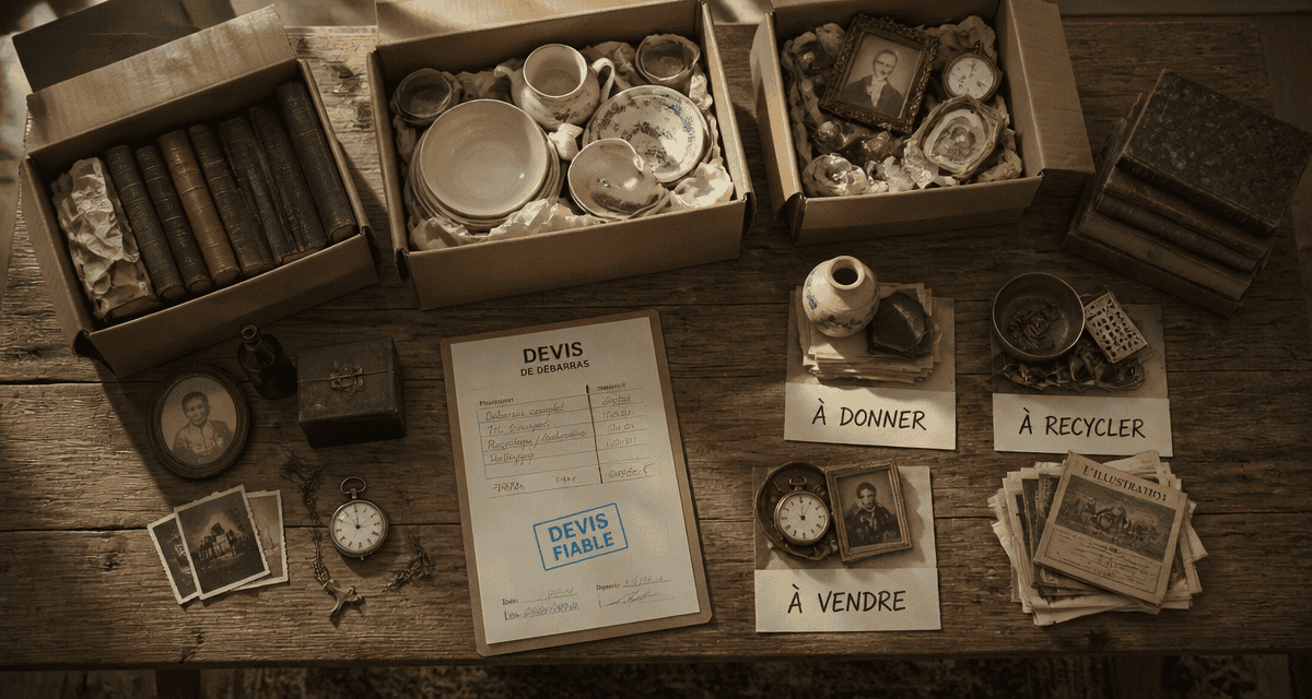 debarras maison devis fiable table objets triés
