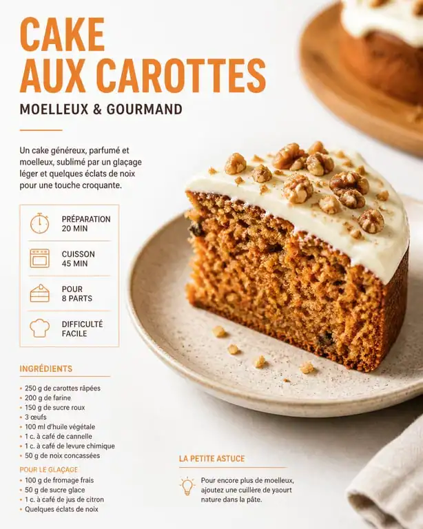 Cake aux carottes moelleux et épicé, recette carotte gourmande