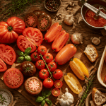 recette avec tomates sur table rustique