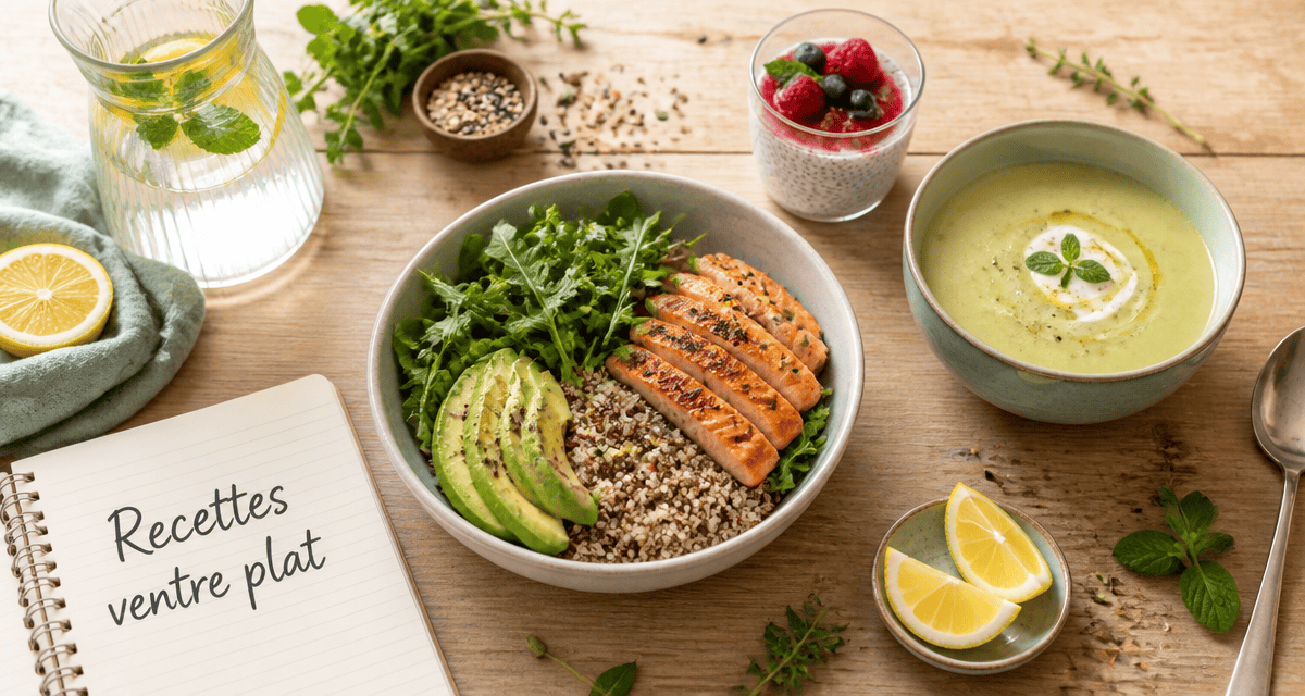 recette pour maigrir le ventre salade quinoa avocat saumon chia velouté courgette