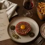 Table bistrot des Ducs à Angers avec plats et menu