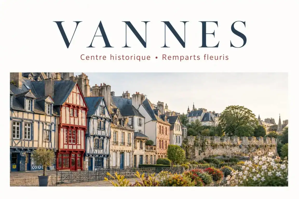 Vue pittoresque des maisons à pans de bois et des remparts de Vannes, incontournables à visiter à Vannes.