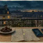 Heur iftar paris : table avec dattes et repère Maghrib