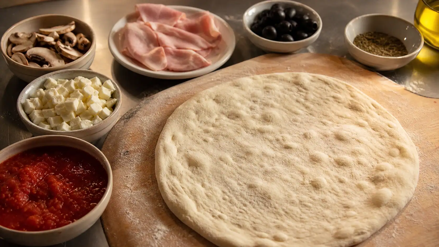 ingredient pizza : pâte, tomates et mozzarella pour pizza maison