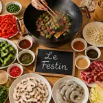 le festin - wok grill restaurant table buffet légumes viandes wok